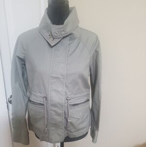 Tommy Hilfiger  Jacket Khaki Zip Button Down Pockets Drawstring